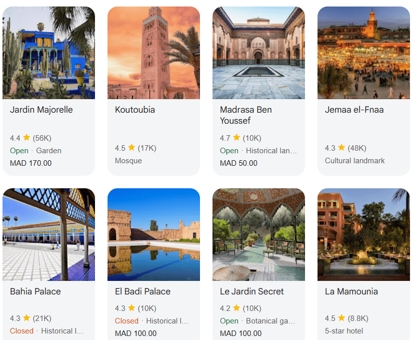 Top sights in Marrakech